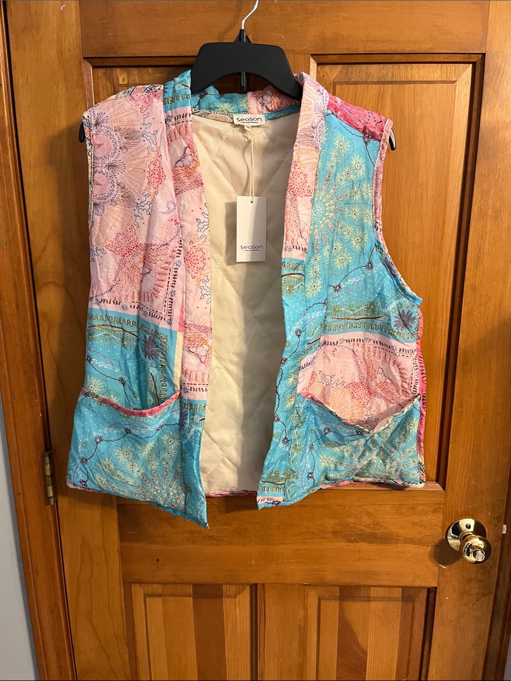 Patchwork Vest in Pink & Turquoise